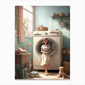 Girl In A Washing Machine Canvas Print