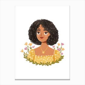 Afro-American Girl Watercolor Canvas Print
