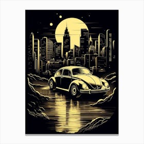 Volkswagen Beetle City Illustration 3 Canvas Print