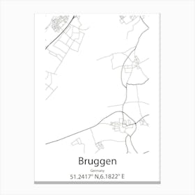 Bruggen,Germany Minimalist Map Canvas Print