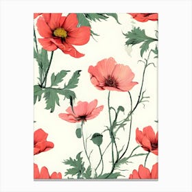 Poppy Flower Pattern Canvas Print