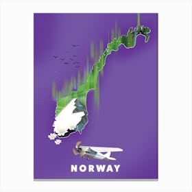 Norway Travel Map Canvas Print