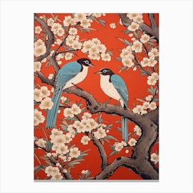 Blossoms And Birds 2 Vintage Japanese Botanical Canvas Print