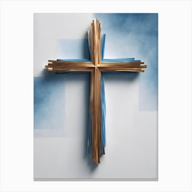 Cross With Blue Ribbon Canvas Print