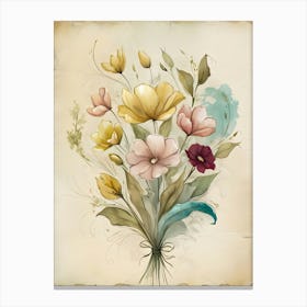 Watercolor Flowers Bouquet 3 Canvas Print