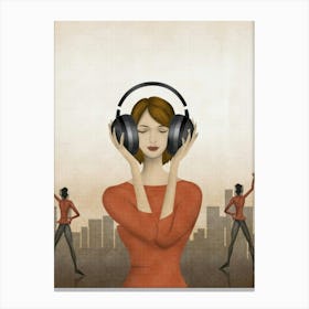 Woman Listening To Music 6 Canvas Print