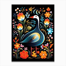 Folk Bird Illustration Goose 1 Canvas Print