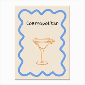 Cosmopolitan Doodle Poster Blue & Orange Canvas Print