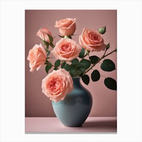 A Vase Of Pink Roses 5 Canvas Print