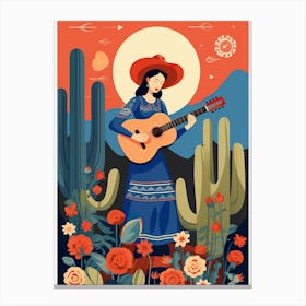 Mexican Girl Playing Guitar Canvas Print