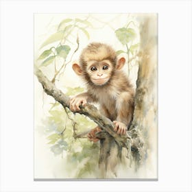 Monkey Painting Painting Watercolour 1 Canvas Print
