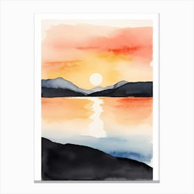 Minimalist Sunset Watercolor Painting (4) Canvas Print