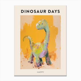 Happy Dinosaur Poster Canvas Print