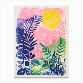 Colourful Botanical Risograph Style 11 Canvas Print