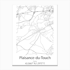 Plaisance Du Touch,France Minimalist Map Leinwandbild