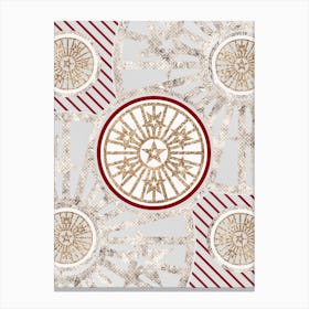 Geometric Abstract Glyph in Festive Gold Silver and Red n.0028 Canvas Print