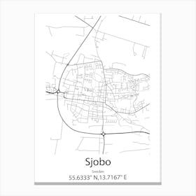 Sjobo,Sweden Minimalist Map Canvas Print