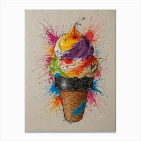 Rainbow Ice Cream Cone 6 Canvas Print