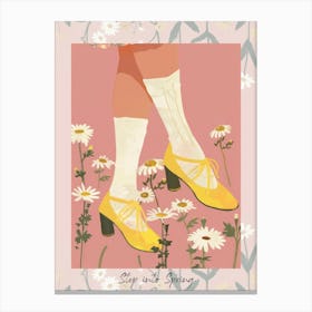 Step Into Spring Woman Yellow Shoes With Flowers 4 Canvas Print