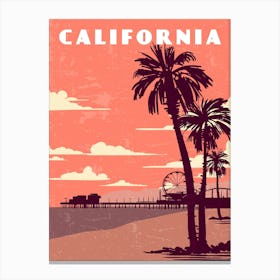 California, USA — Retro travel minimalist poster Canvas Print