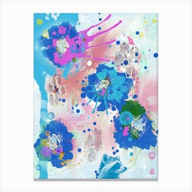 Abstract Bloom with Raccoon – Playful Modern Art Canvas Print