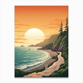 Juan De Fuca Marine Trail Canada 2 Vintage Travel Illustration Canvas Print