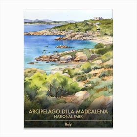 Arcipelago Di La Maddalena National Park Italy Watercolour 1 Canvas Print