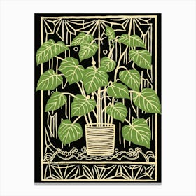 B&W Plant Illustration Philodendron 3 Canvas Print