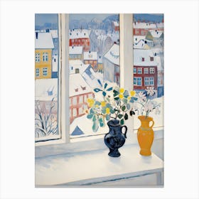 The Windowsill Of Bergen   Norway Snow Inspired By Matisse 1 Canvas Print