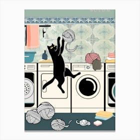 Cat In The Washing Machine Canvas Print