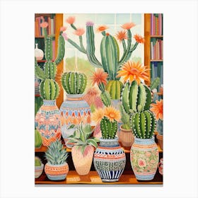 Cactus Painting Maximalist Still Life Melocactus Cactus 4 Canvas Print