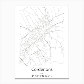 Cordenons,Italy Minimalist Map Toile