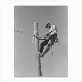 Untitled Photo, Possibly Related To Lineman On Telephone Pole At The Casa Grande Valley Farms, Pinal County, Canvas Print