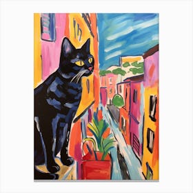 Painting Of A Cat In Genoa Italy Canvas Print