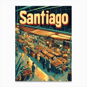 Aihrgdesign A 1970s Inspired Travel Poster For Santiago 5 Canvas Print