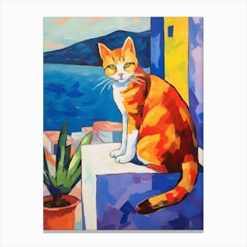 Painting Of A Cat In Crete Greece 1 Canvas Print