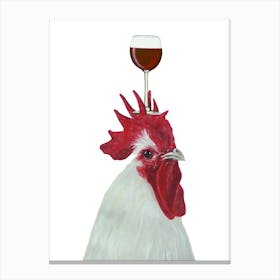 Rooster With Wineglass Canvas Print