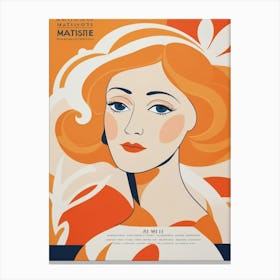 matisse woman portriat in orange watercolour 3 Canvas Print