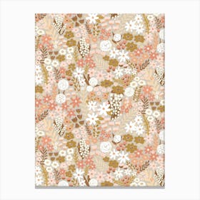 Light Golden Autumn Floral Meadow Wildflower Garden Canvas Print