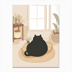Cat Sitting On A Rug Canvas Print