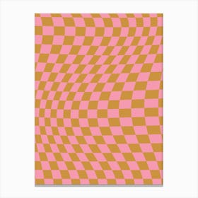 Checkered Twist Pink And Mustard Canvas Print