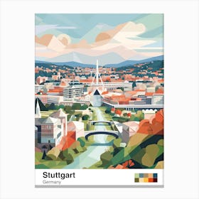 Stuttgart, Germany, Geometric Illustration 3 Poster Canvas Print