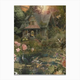 Fairy Village Collage Pond Monet Scrapbook 2 Canvas Print