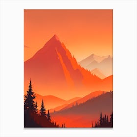 Misty Mountains Vertical Composition In Orange Tone 356 Canvas Print
