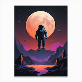 Low Poly Astronaut Minimalist Sunset (49) Canvas Print