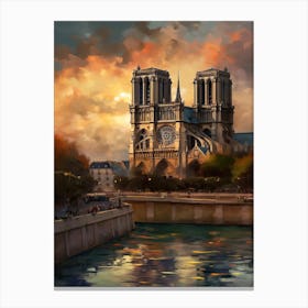 Notre Dame Paris France Monet Style 2 Canvas Print