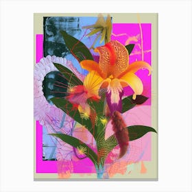 Flower 2 Neon Flower Collage Canvas Print