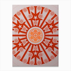 Geometric Abstract Glyph Circle Array in Tomato Red n.0212 Canvas Print