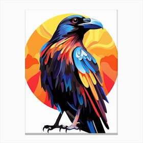 Colourful Geometric Bird Raven 2 Canvas Print
