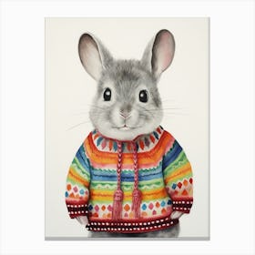 Baby Animal Wearing Sweater Chinchilla 2 Canvas Print